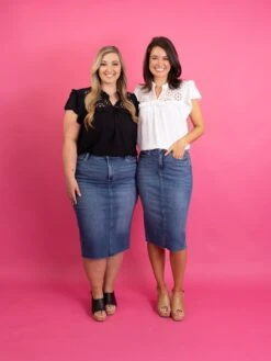 Judy Blue High Waist Mid Length Denim Skirt | S-3X