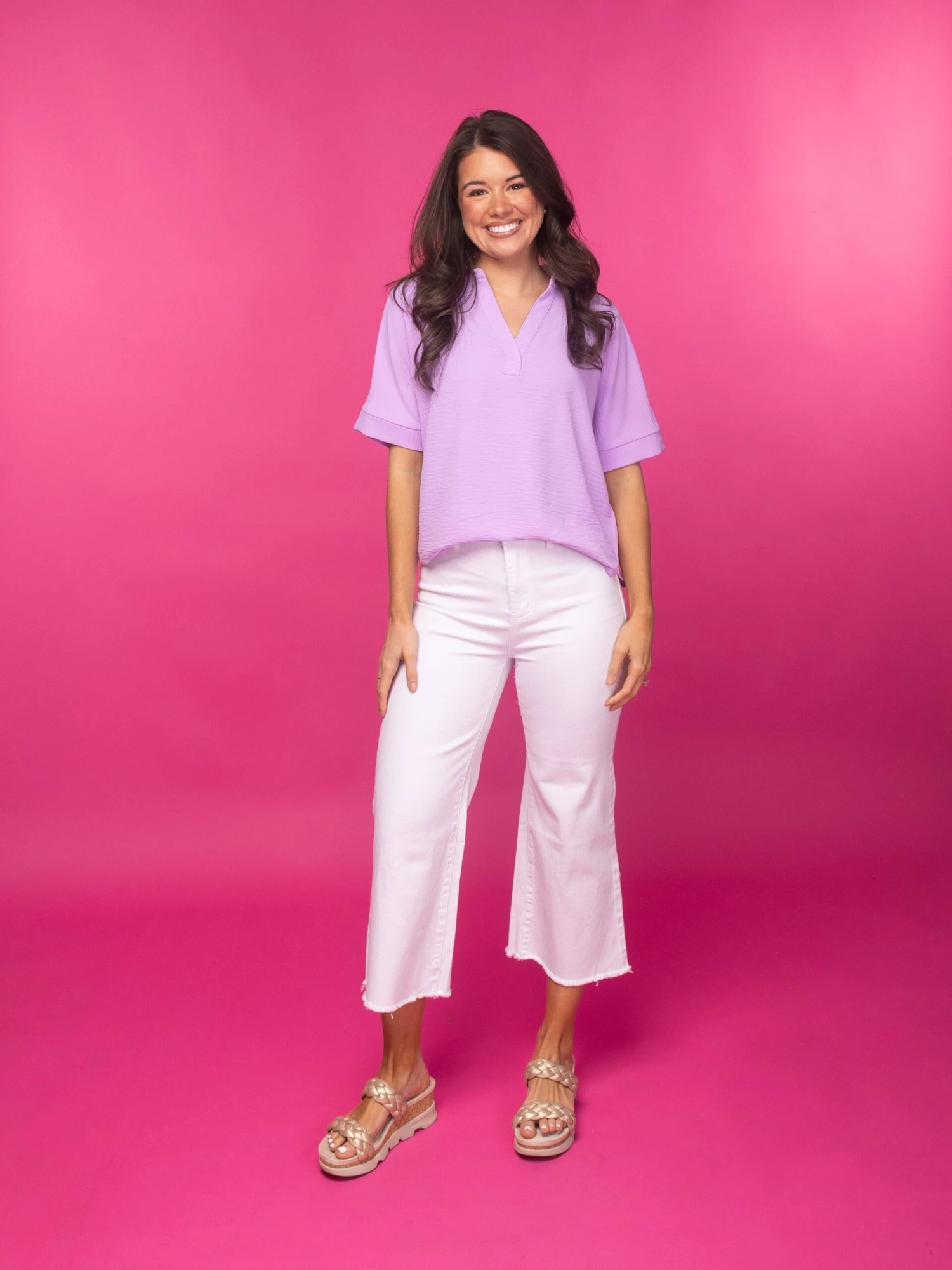 Zenana Acid Washed High Waist Frayed Hem Straight Leg Pants | S - XL - Image 4