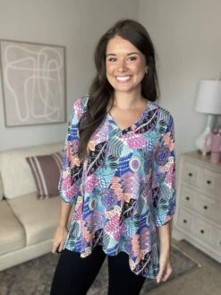 V Neck Floral Print Top | S-3X