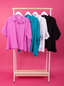 Zenana Double Gauze 3/4 Sleeve Button Down Top | S/M-L/XL