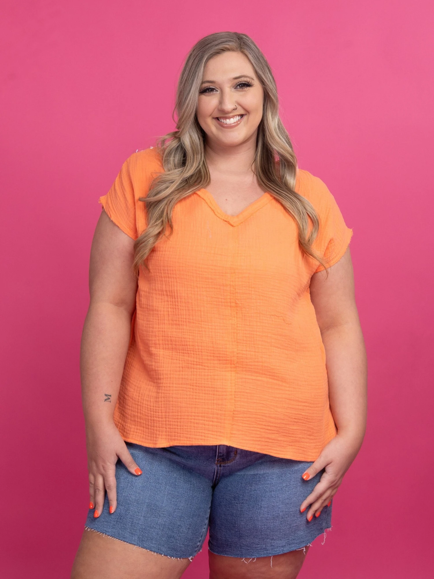 V-Neck Short Sleeve Gauze Top | S - 3XL - Image 7