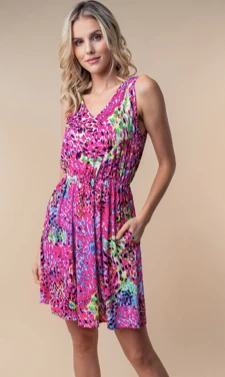 White Birch Sleeveless Print Knit Dress | S-3X