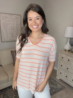 Short Sleeve Striped Knit Top | S - 3X