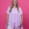 Split Neck Short Sleeve Babydoll Top | S - 3XL
