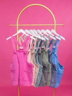 Zenana Knot Strap Washed Romper W/ Pockets | S - L