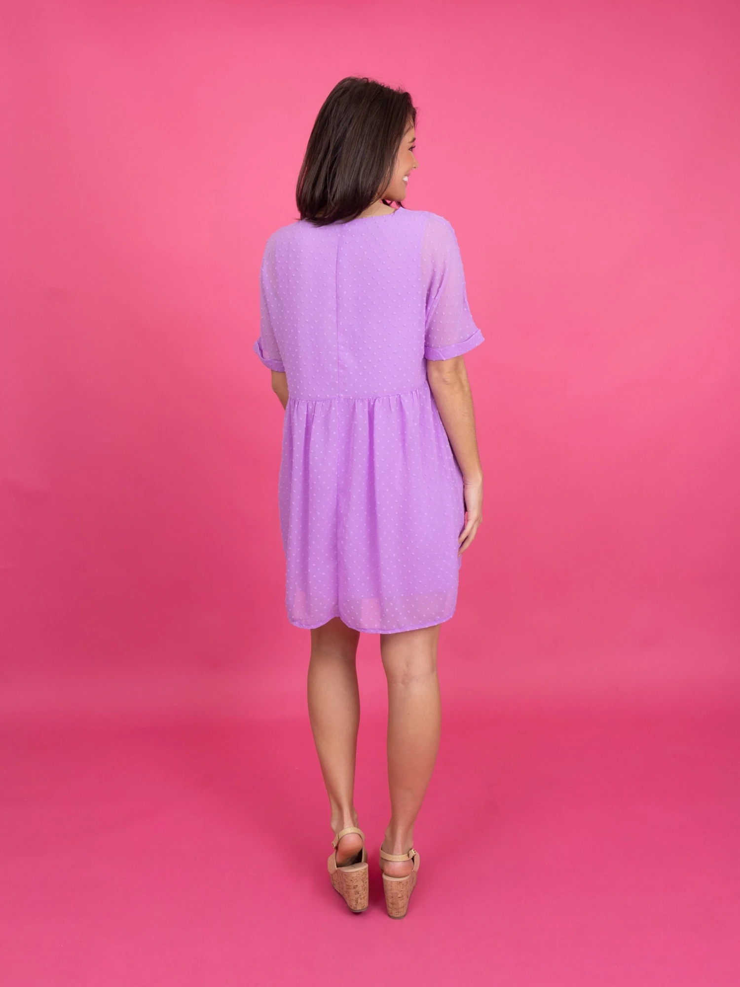 Zenana Swiss Dot V Neck Babydoll Dress | S-XL *Final Sale* - Image 4