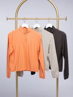 Mono B 1/4 Button Mock Neck Active Pullover | S-L SET W/ Sku49182