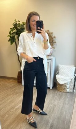 Judy Blue High Waist Tummy Control Raw Hem Crop Wide Leg Jean | 0 - 24