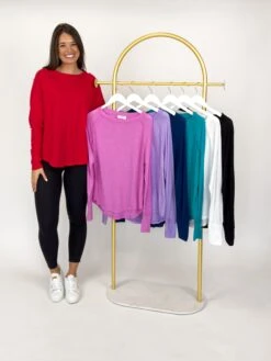 Zenana Round Neck Raglan Long Sleeve Thumbhole Top | S - XL *Final Sale*