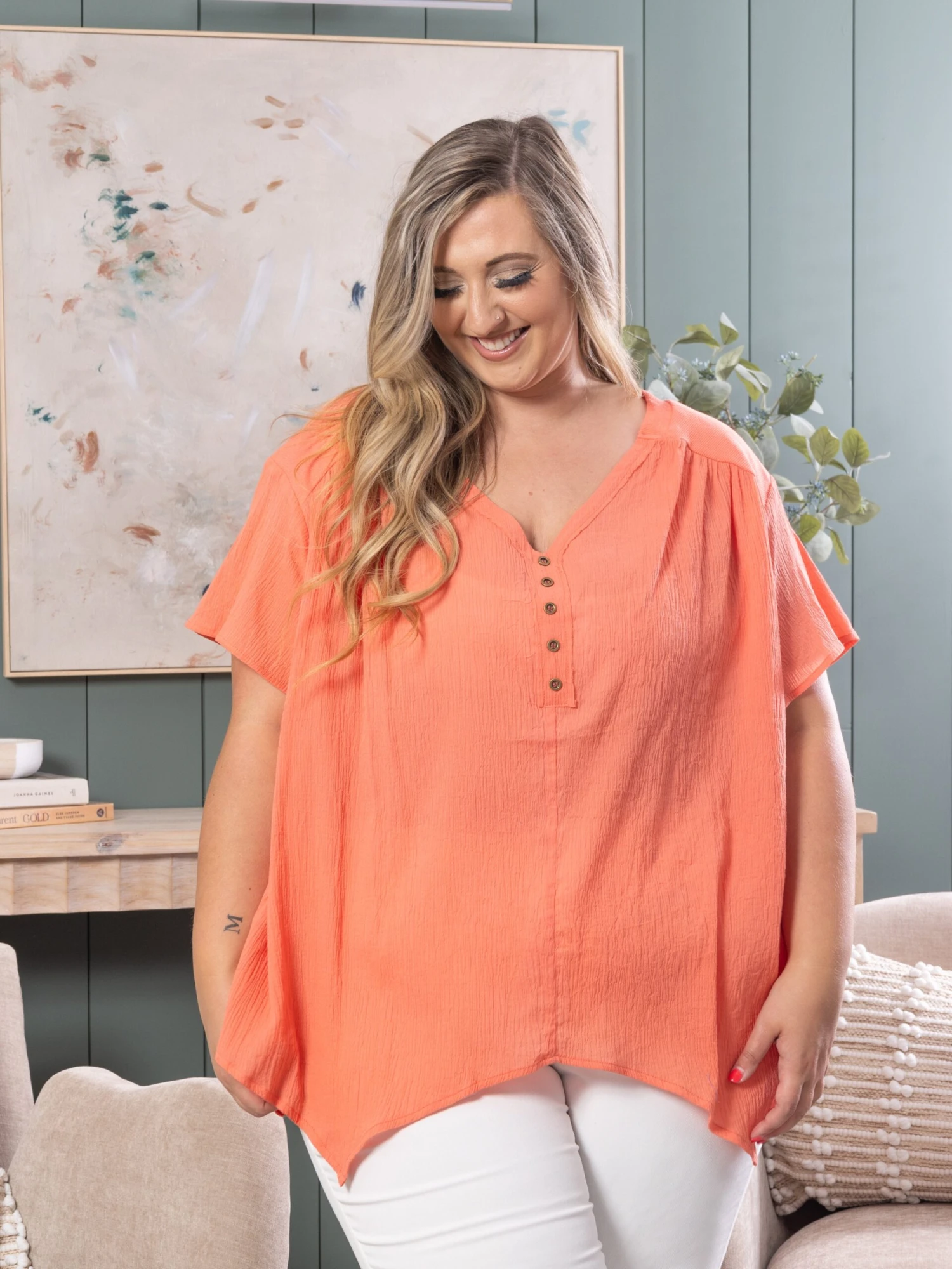 Woven V-Neck Top | S - 3XL - Image 2