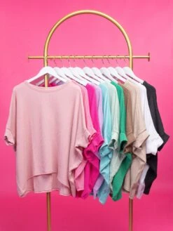 Andree Raised Rib Oversized Dolman Short Sleeve Top | S-3X