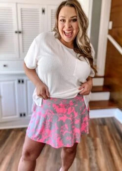 White Birch High WaistPrint Knit Skirt | S-3X