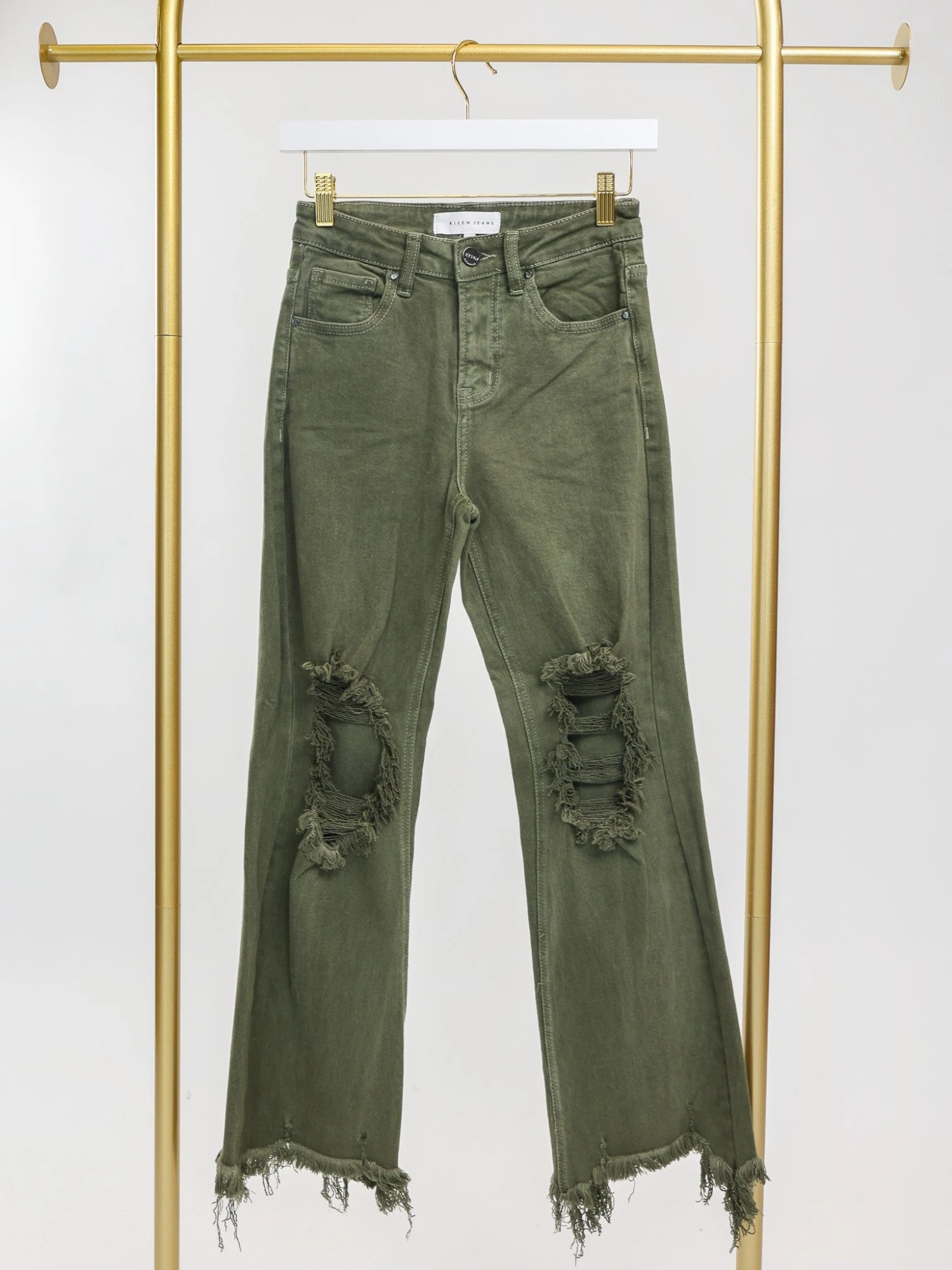 Risen High Rise Distressed Straight Leg Jeans | 0 - 3X