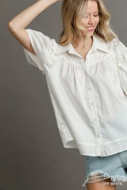 Poplin Woven Shirt With Puff Sleeves | S - L