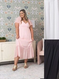 Empire Waist Midi Dress W/ Puff Sleeves | S-L