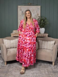 Floral Print Smocked Surplice Bodice Tiered Maxi Dress | S-3XL