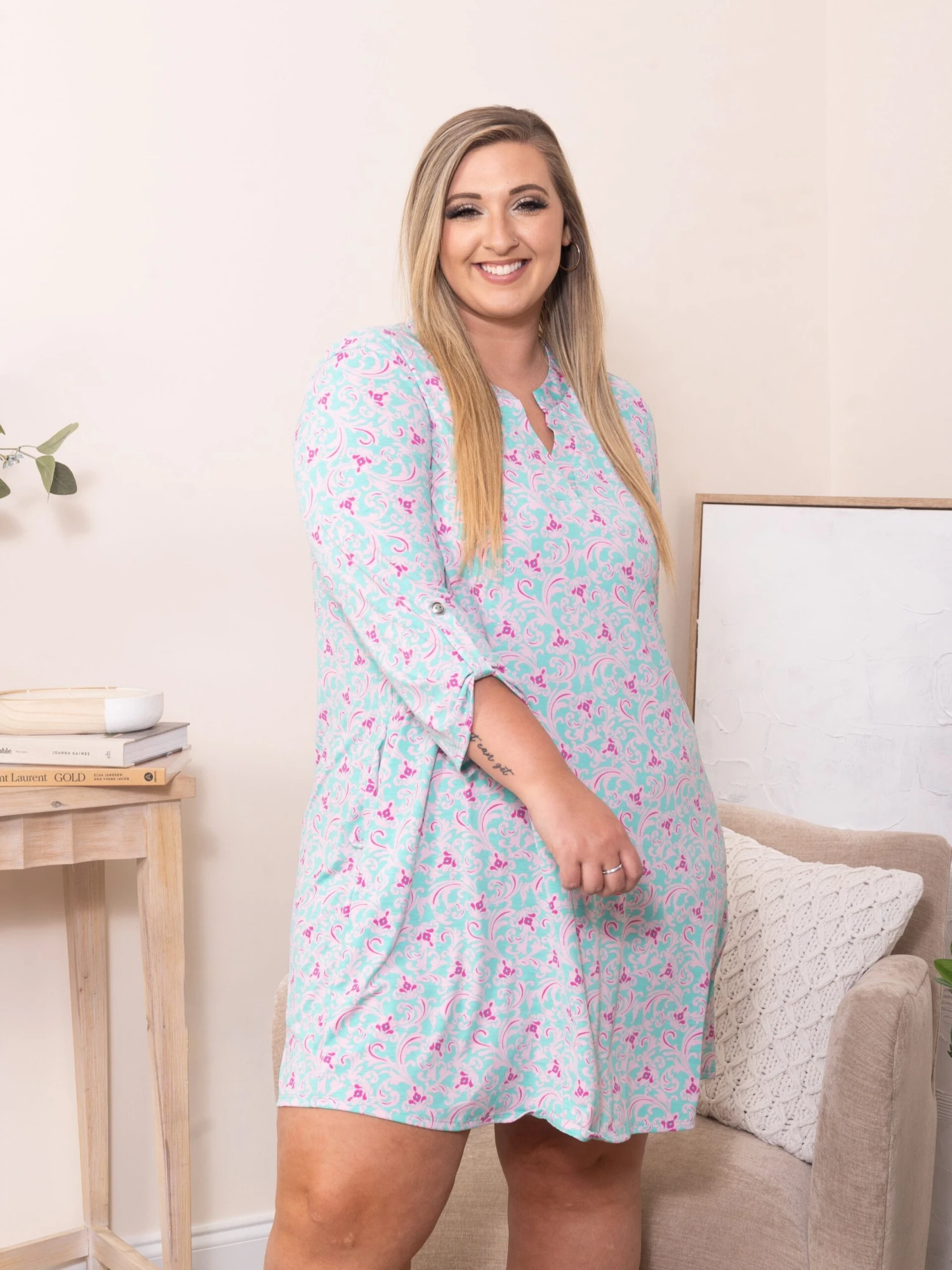 Scarlett Wrinkle Free 3/4 Sleeve Printed Dress | S - 3X - Image 3