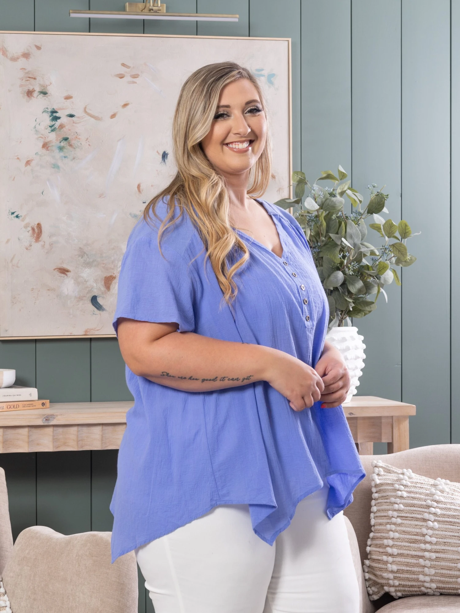 Woven V-Neck Top | S - 3XL - Image 4