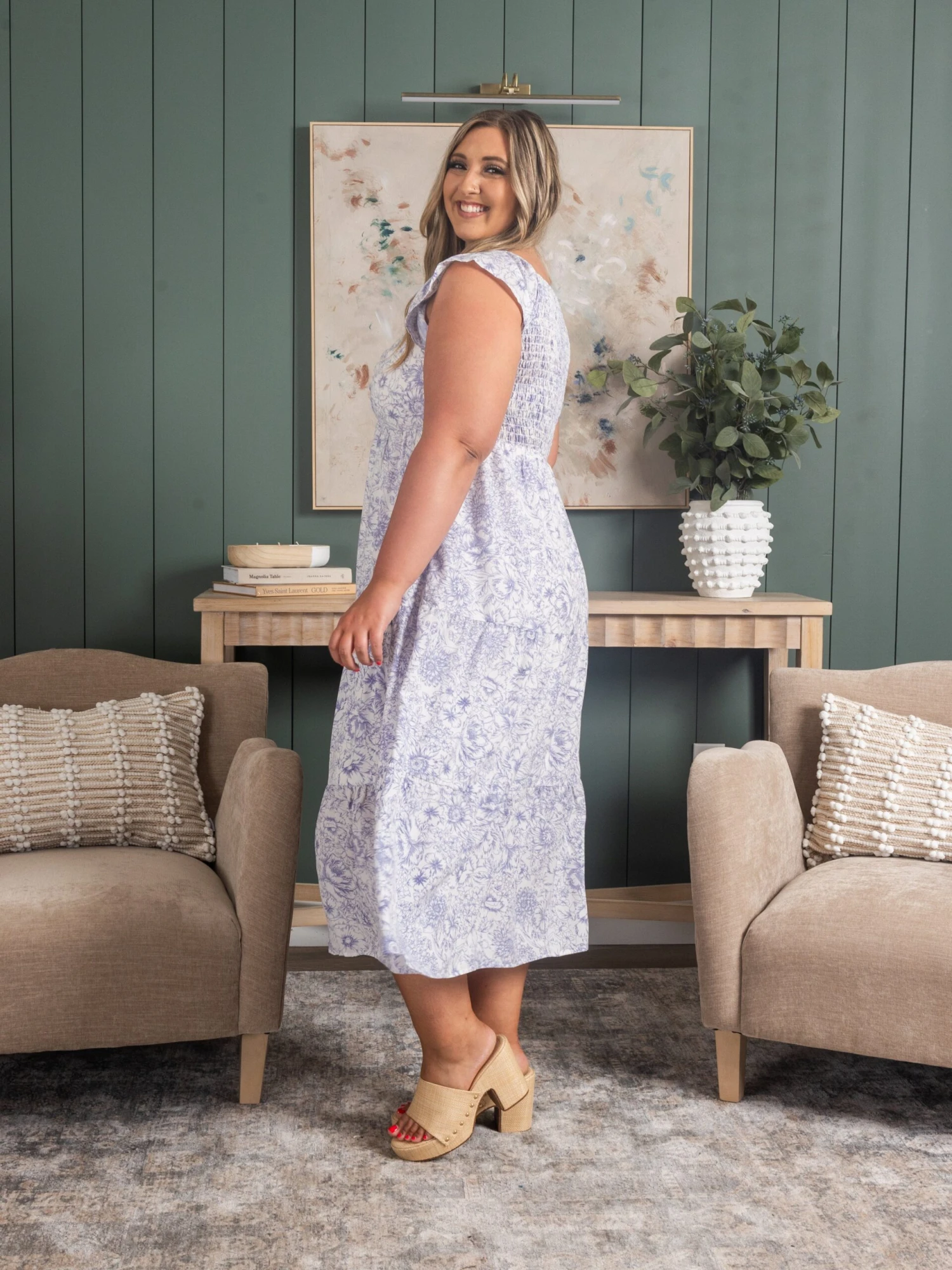 Floral Print Bust Ruching Tiered Maxi Dress | S-3XL - Image 3