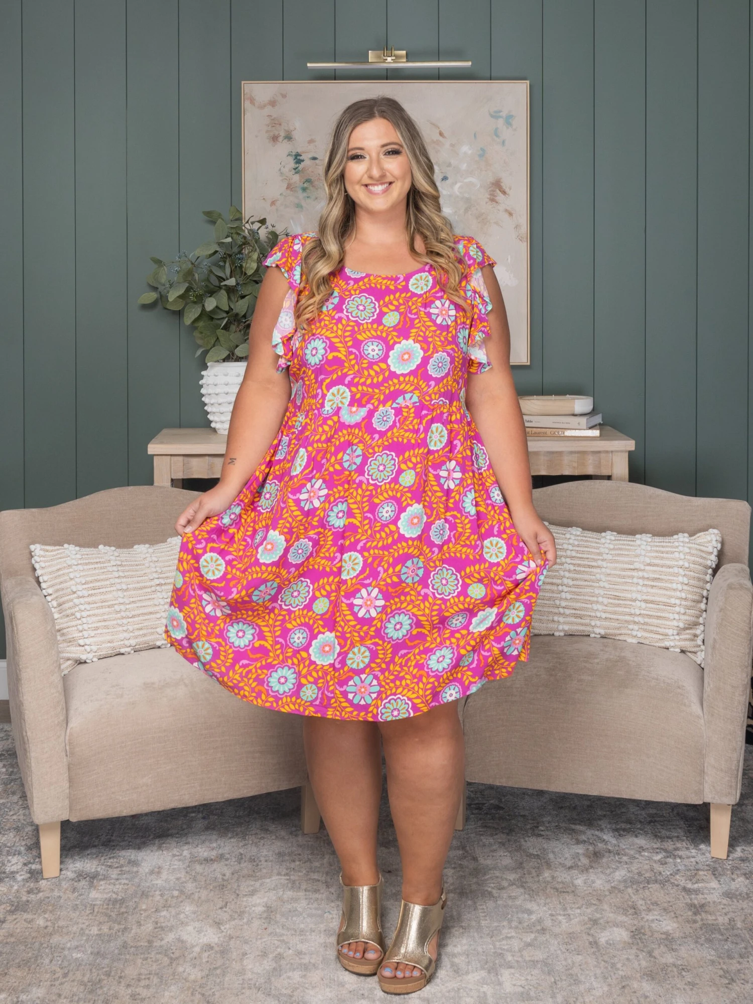 Floral Short Sleeve Mini Dress | S-3X - Image 2