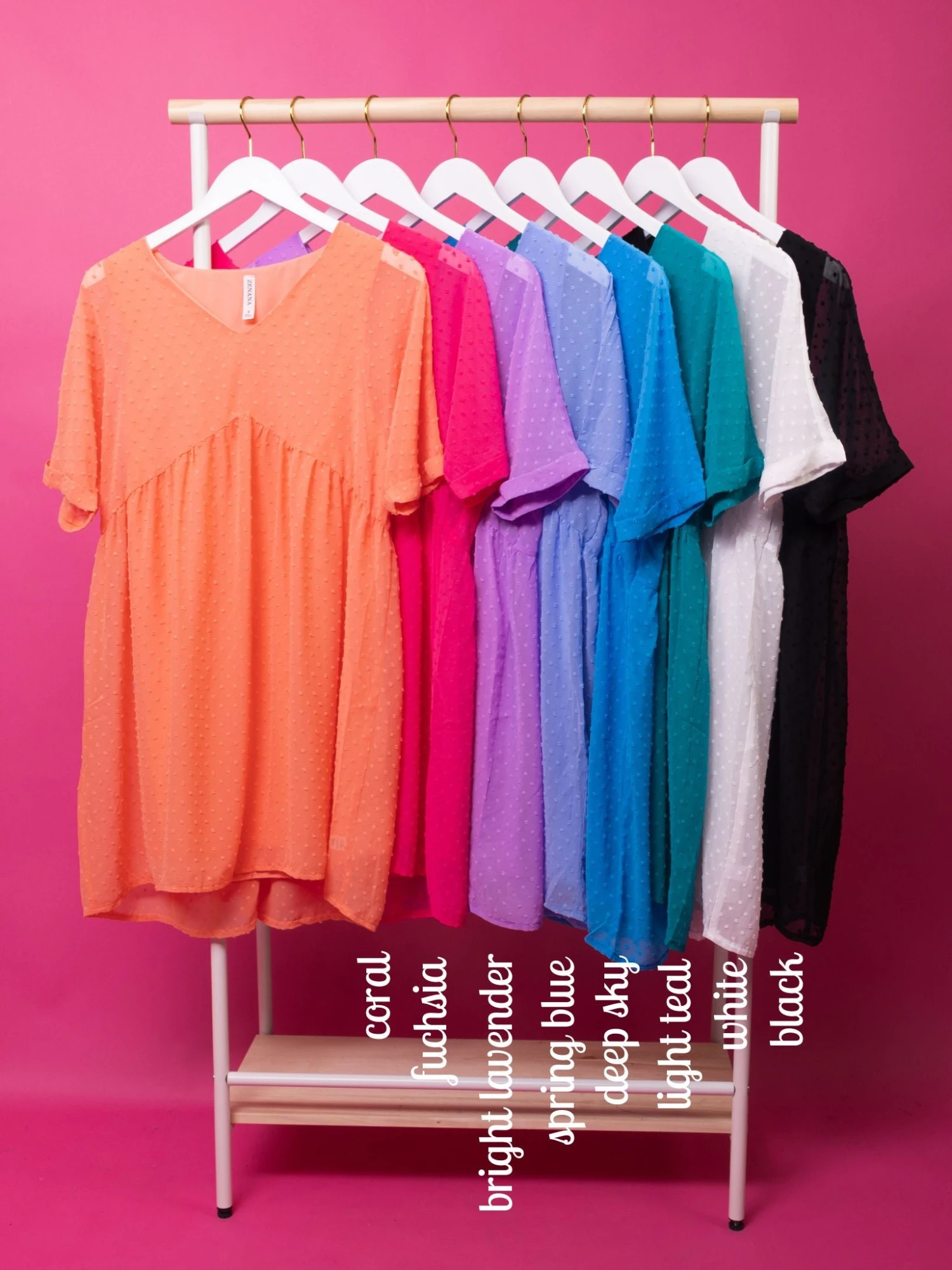 Zenana Swiss Dot V Neck Babydoll Dress | S-XL *Final Sale* - Image 2