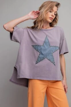 Star Patch Washed Knit Top | S - L