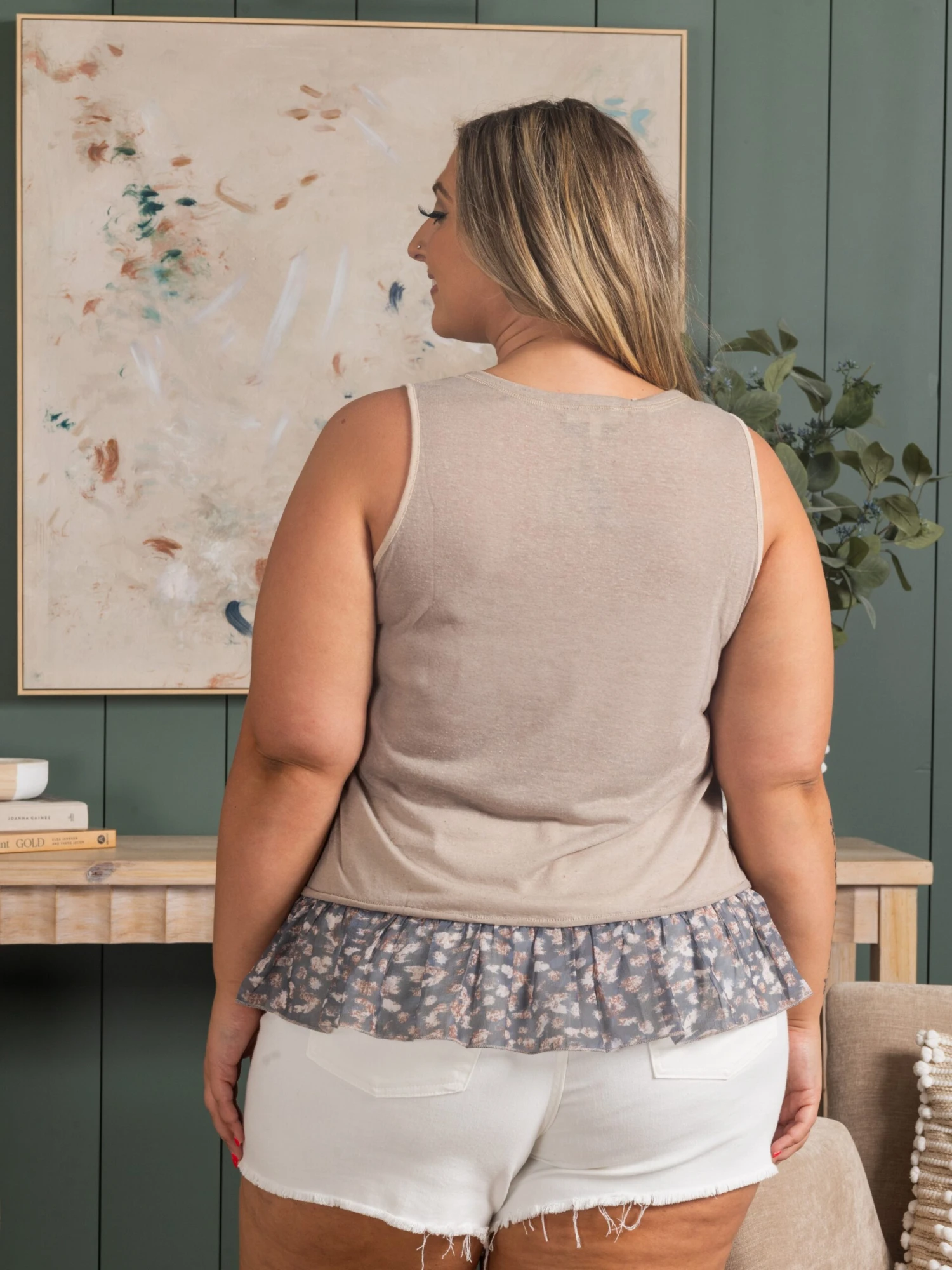 Printed Ruffle Hem Sleeveless Top | S - L - Image 4