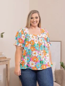 Short Sleeve Floral Print Top | S - XL