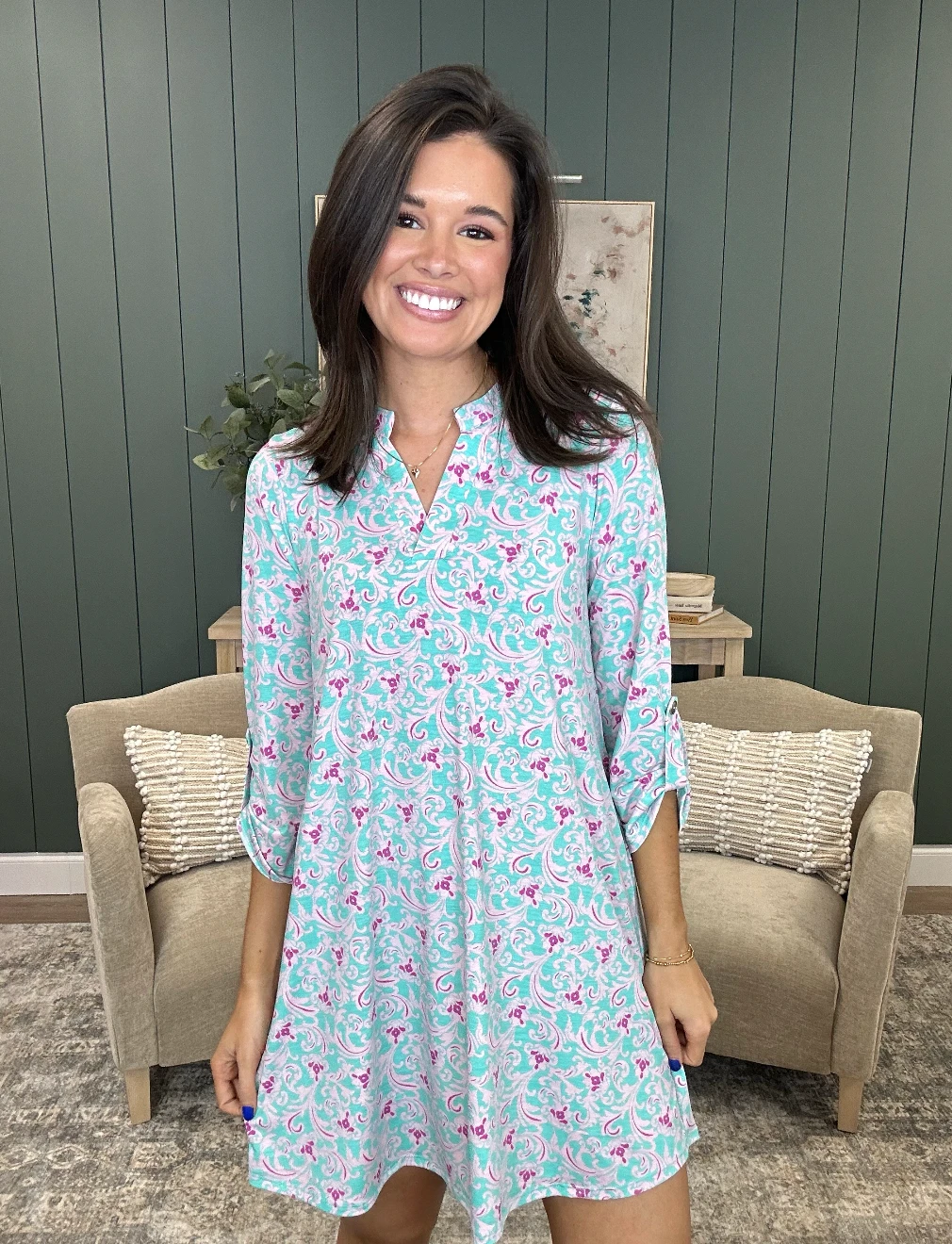Scarlett Wrinkle Free 3/4 Sleeve Printed Dress | S - 3X - Image 5