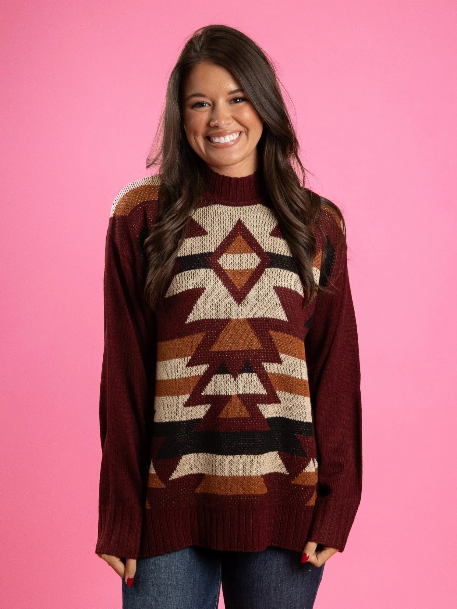 Color Block Long Sleeve Round Neck Sweater | S-3X