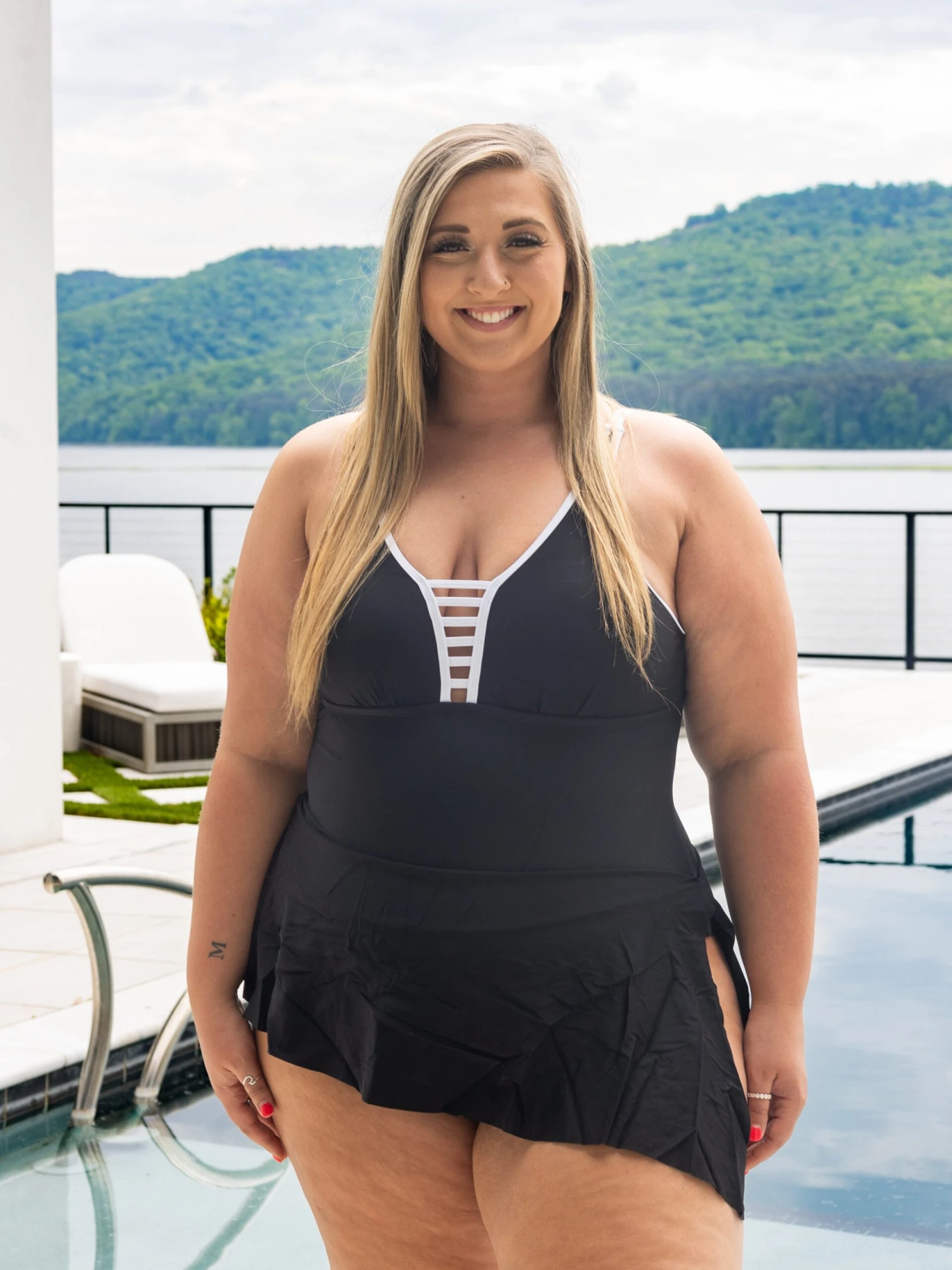 Strappy V Neck Side Split One Piece Swimdress | S-XL Swim *Final Sale* - Image 4