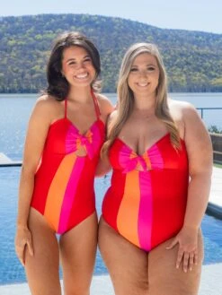 Colorblocked Swimsuit With Bust Ribbon | S - 3X *Final Sale*