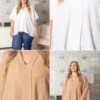 V-Neck Short Sleeve Oversized Tunic Top | S - L