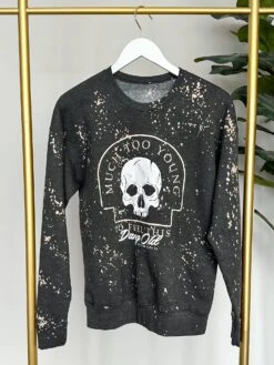 Much Too Young Bleached Charcoal Sweatshirt | S-3X