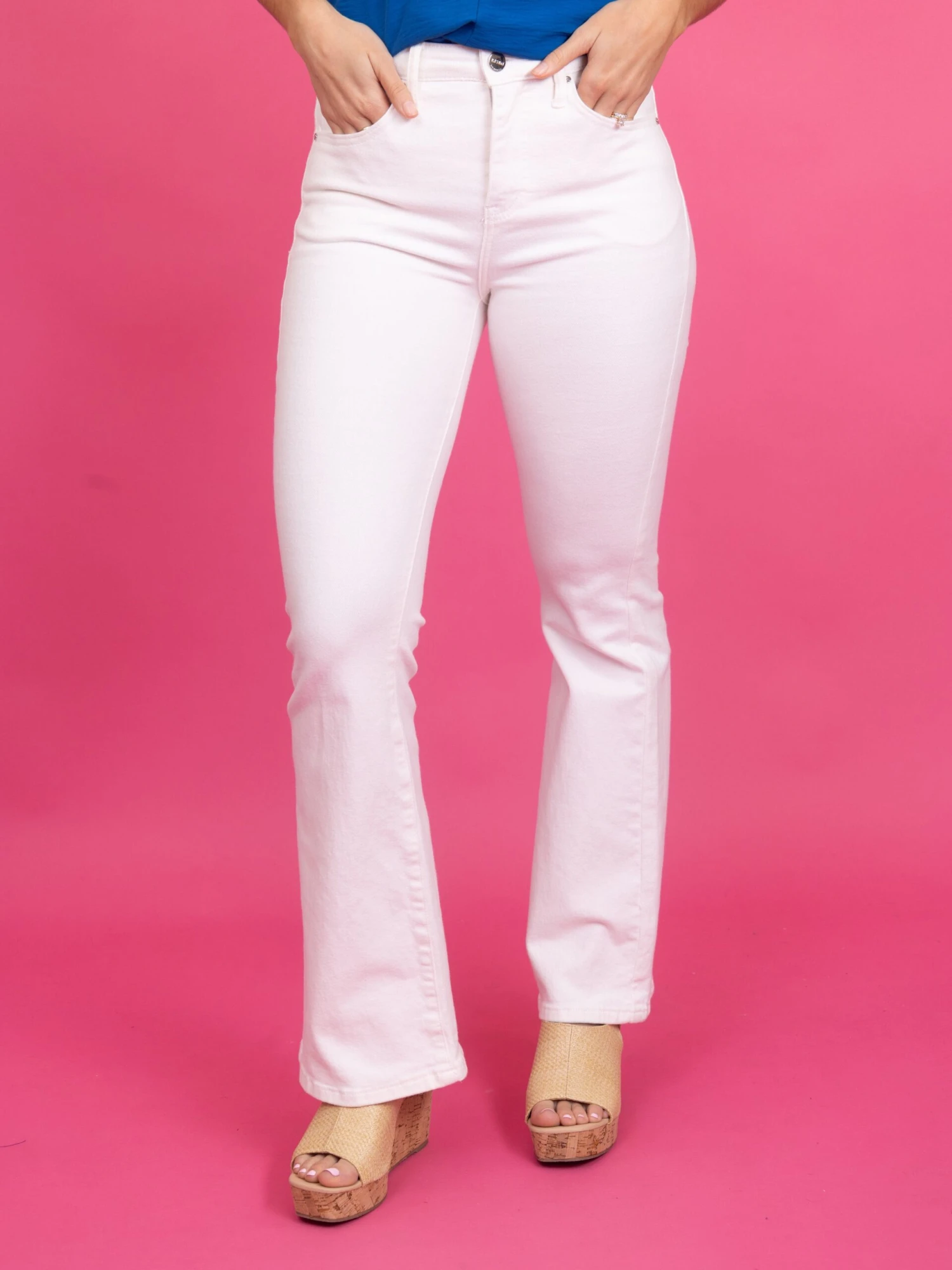 Risen Tummy Control High Rise Flare Jeans - Cream/ Milk| 0-3X - Image 2