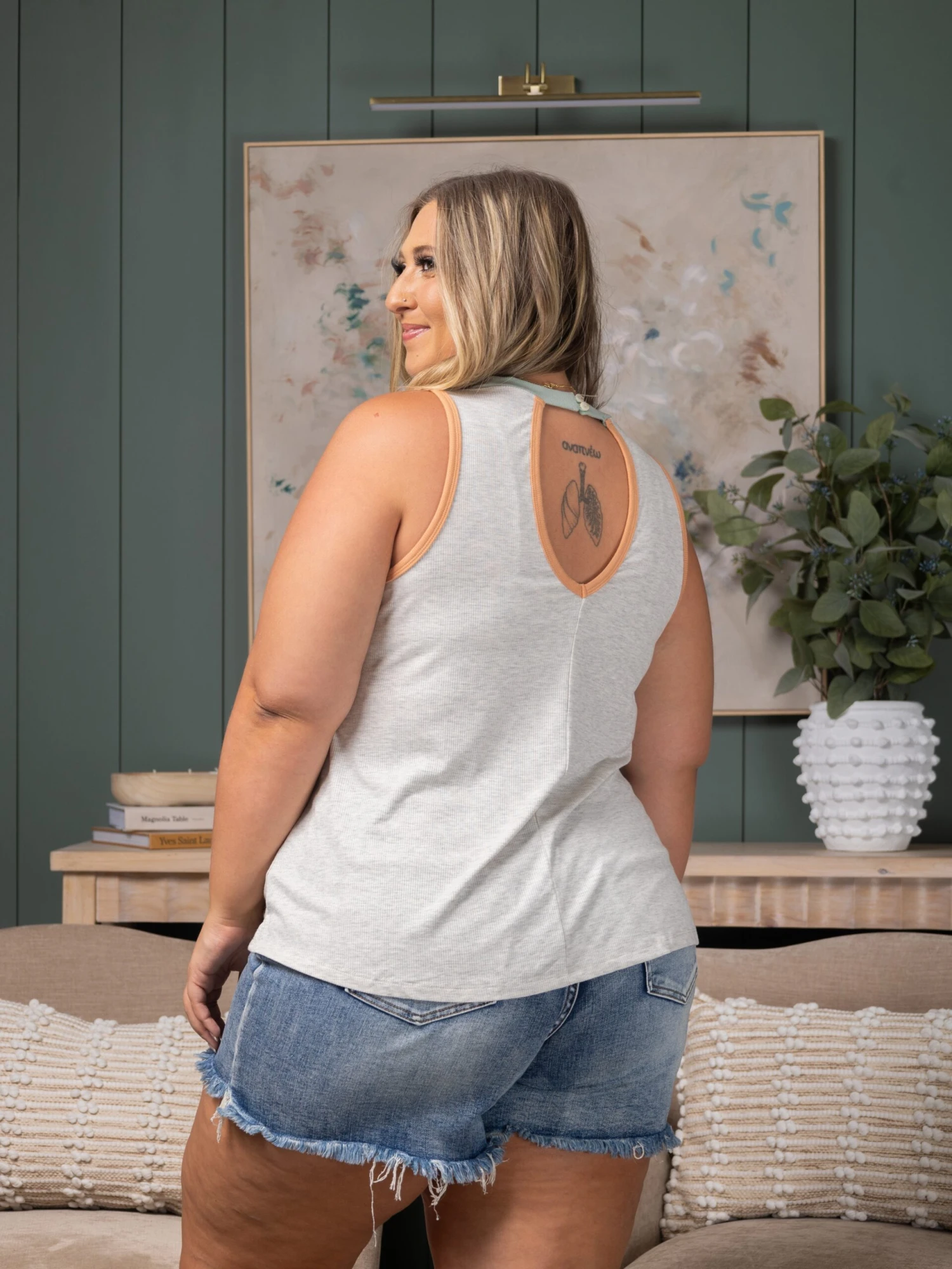 Mock Neck Color Block Tank Top | S-L - Image 2