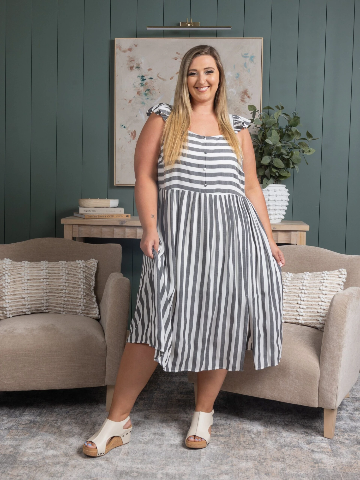 Striped Midi Dress | S-3X
