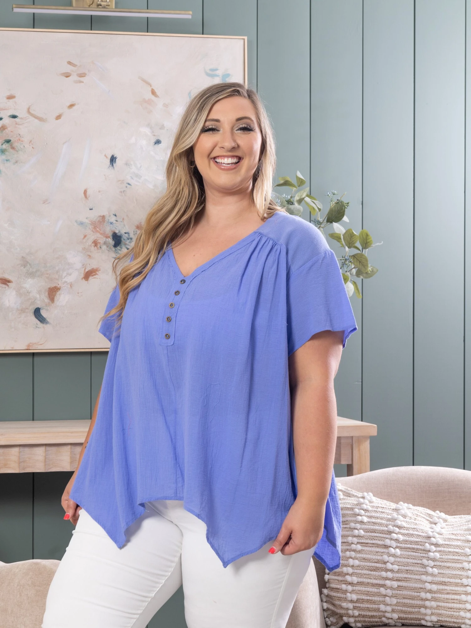 Woven V-Neck Top | S - 3XL - Image 3