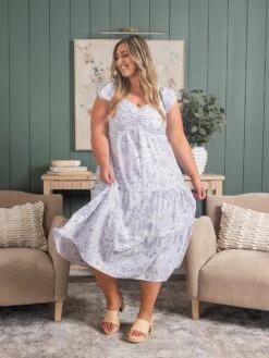 Floral Print Bust Ruching Tiered Maxi Dress | S-3XL