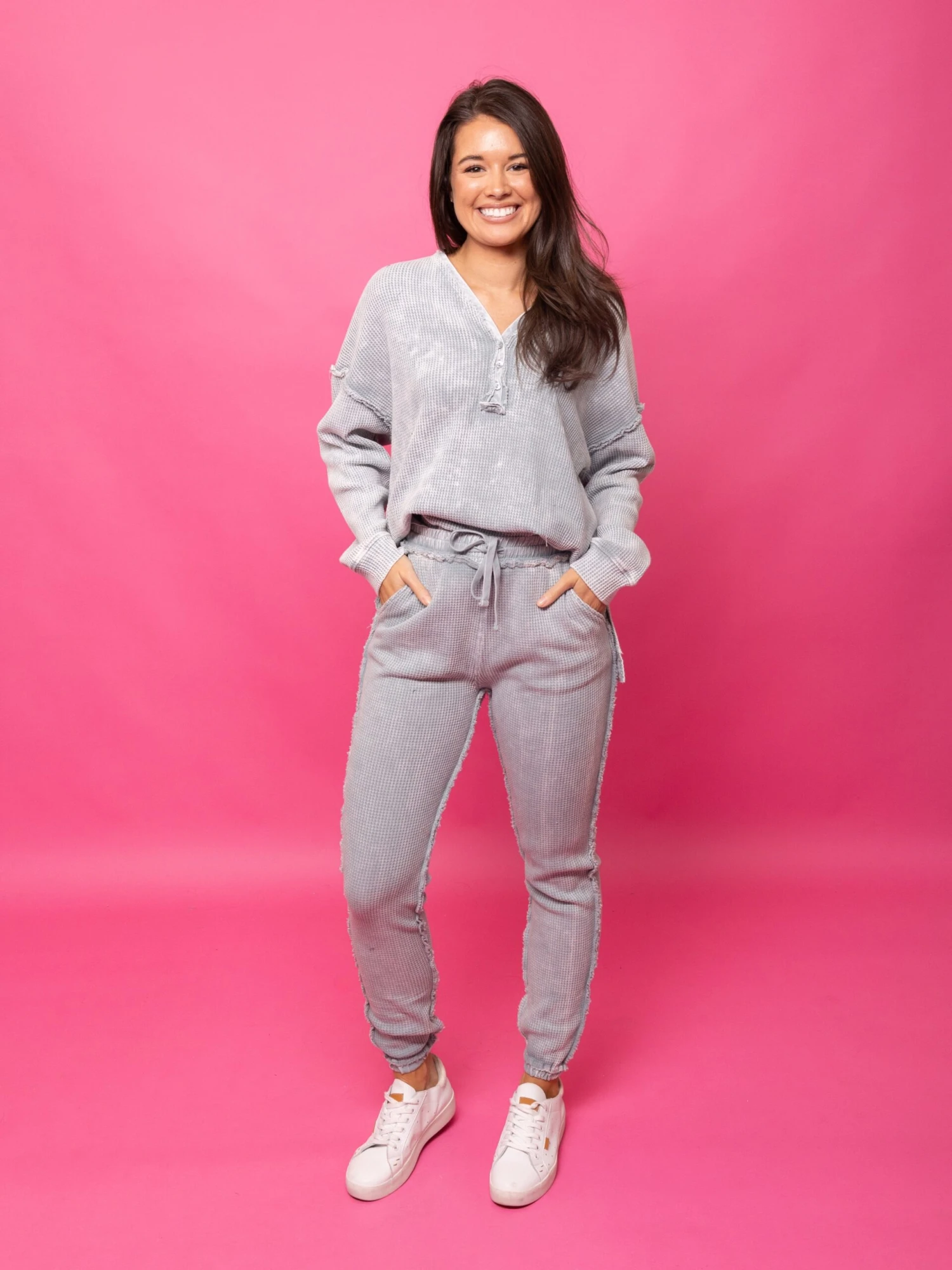 Thermal Washed Button Down Top | S - 3X Set W/ Sku50317 - Image 2