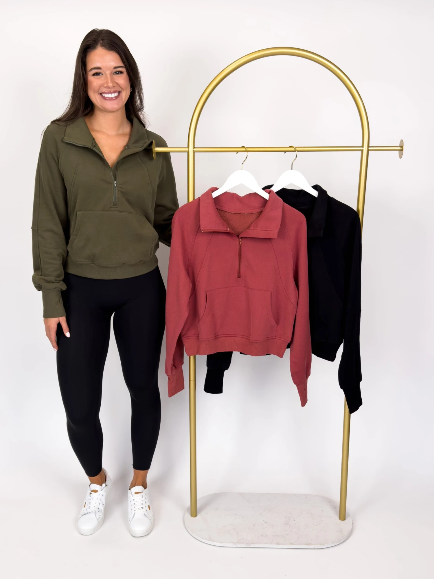 3/4 Zip Long Sleeve Sweatshirt W/ Thumbholes | S - 2XL - Image 5