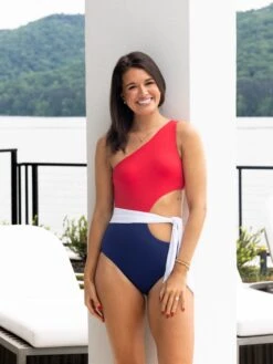 Color Block One Shoulder One Piece Swimsuit | S-L *Final Sale*