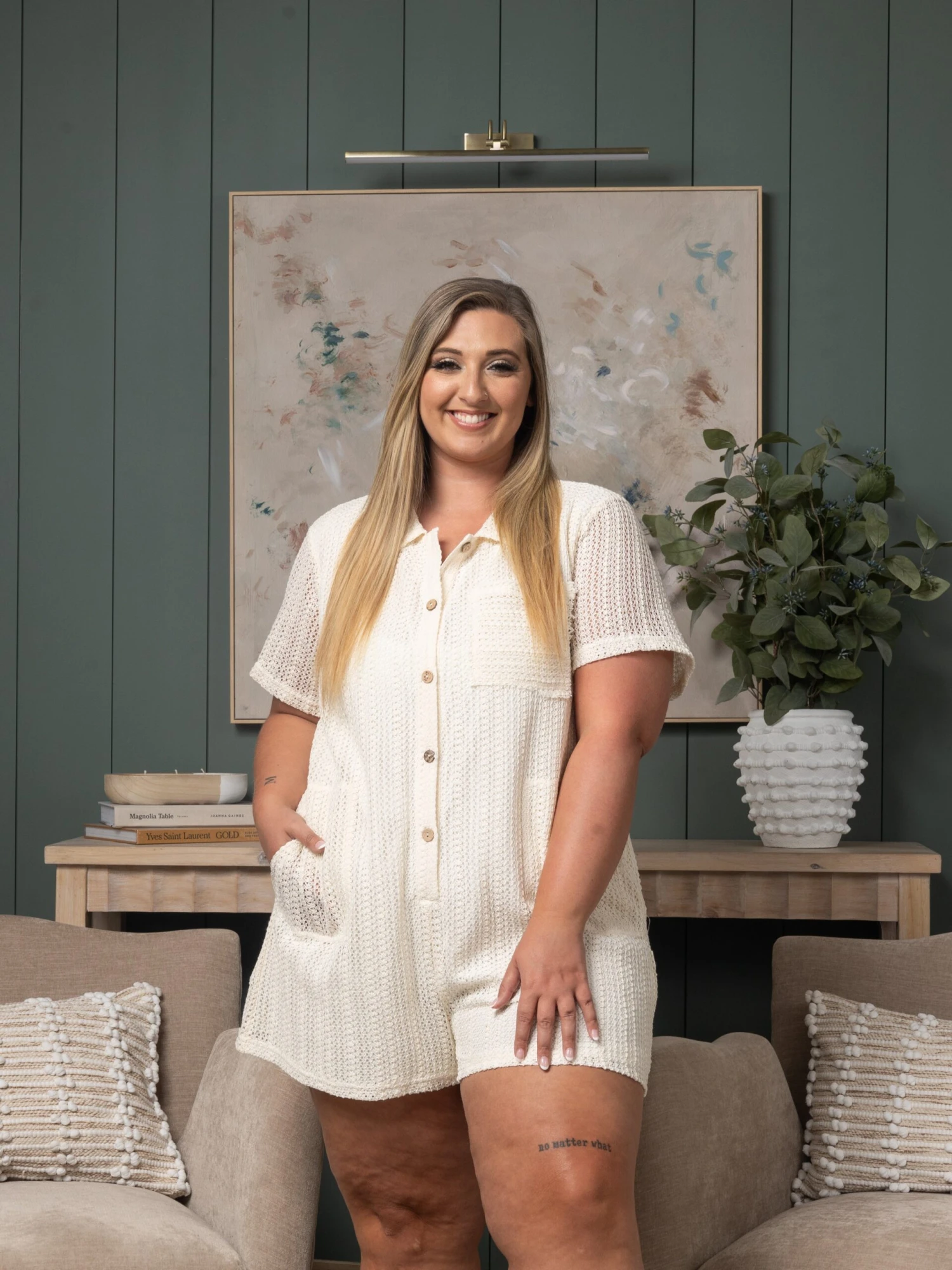 Button Down Crochet Romper With Pockets | S - 3XL - Image 5