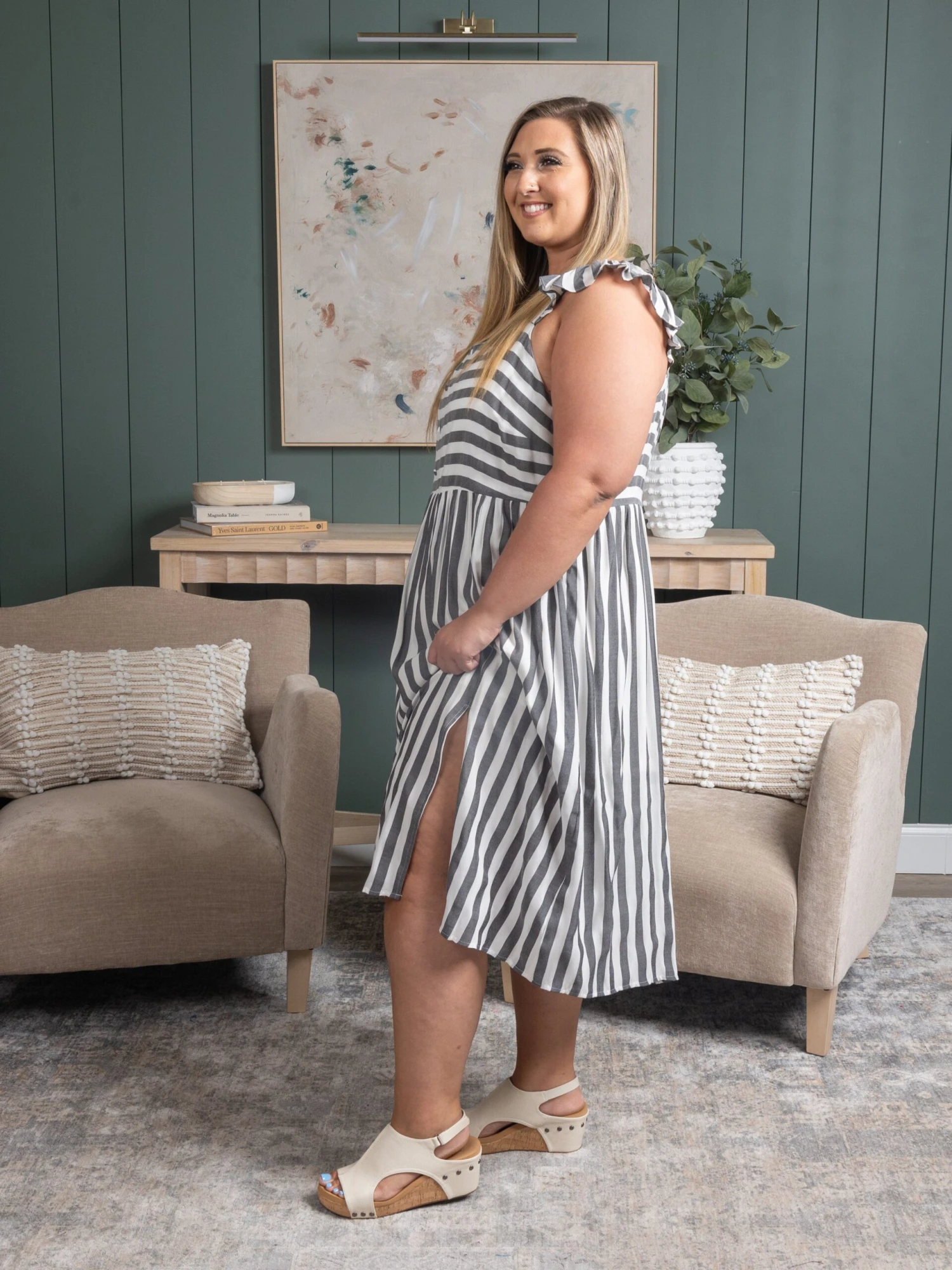 Striped Midi Dress | S-3X - Image 2