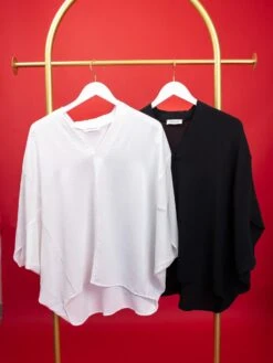 V-Neck Drop Shoulder Short Dolman Sleeve Top | S -3X