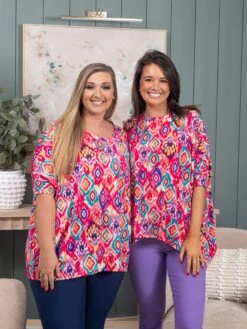 Dear Scarlett Essential Wrinkle Free Dolman Sleeve Printed Top | S - 3X