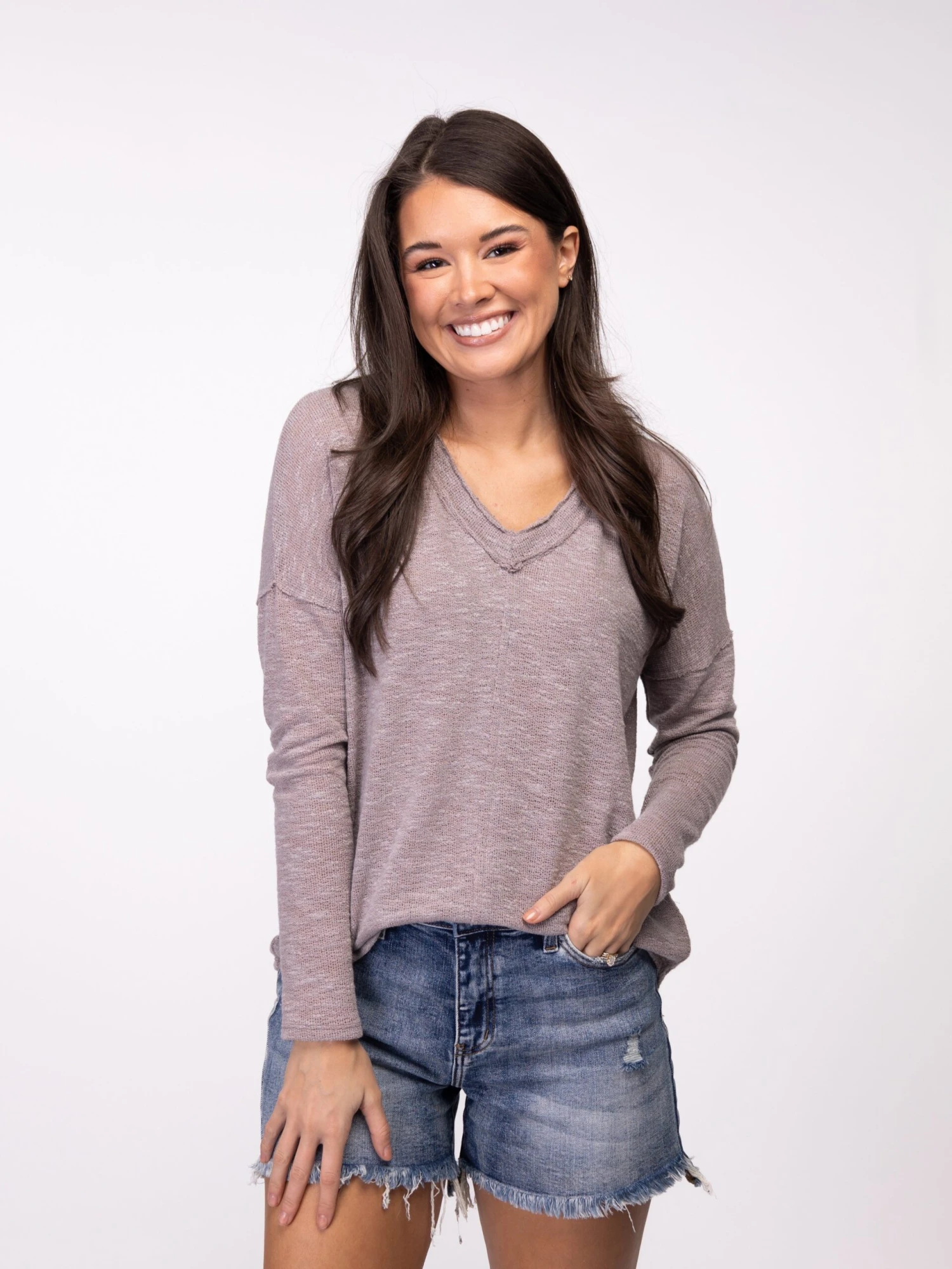 V Neck Long Sleeve Relaxed Top | S-L - Image 3
