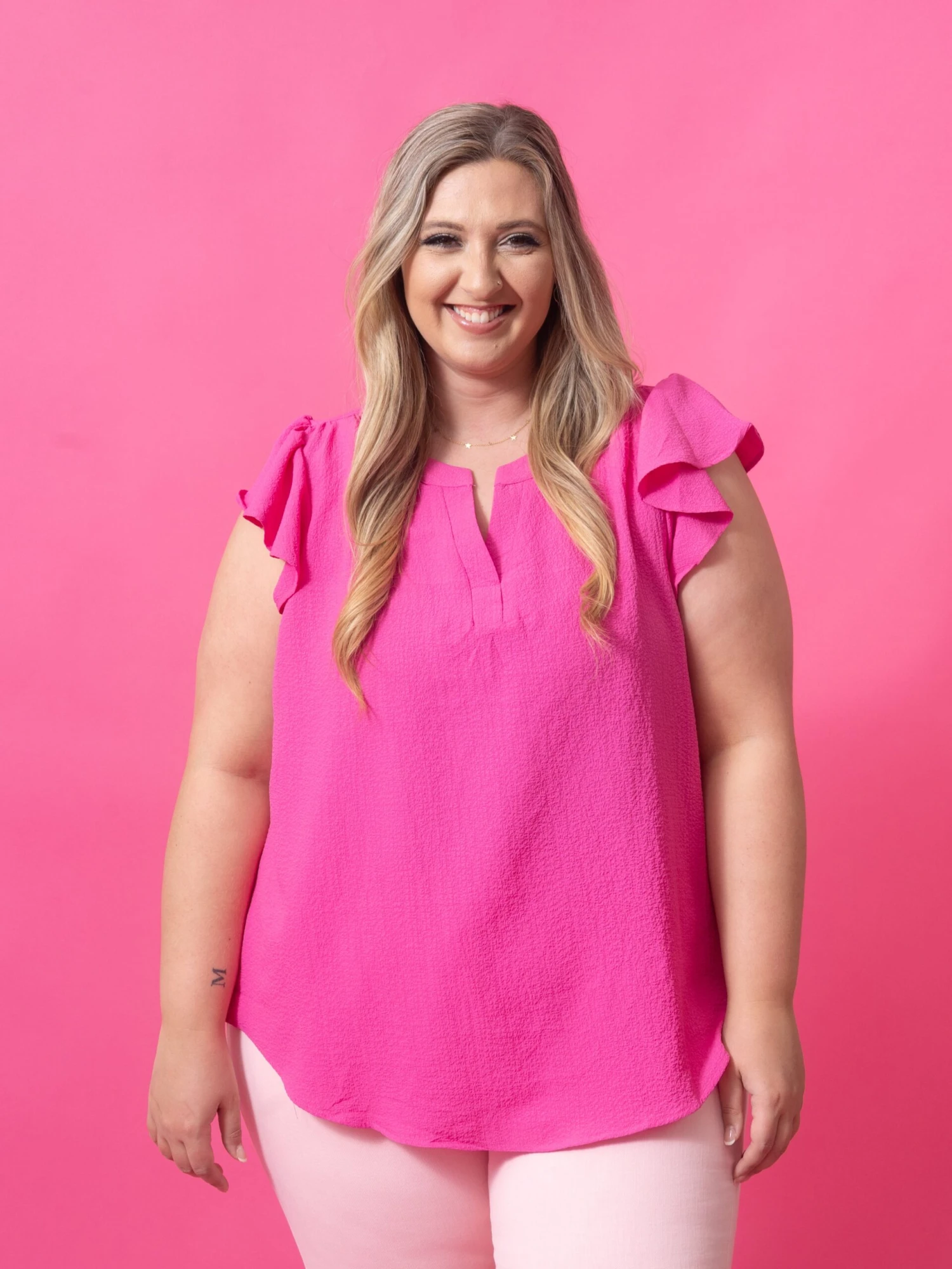 V-Neck Flutter Sleeve Top | S - 3X - Image 2