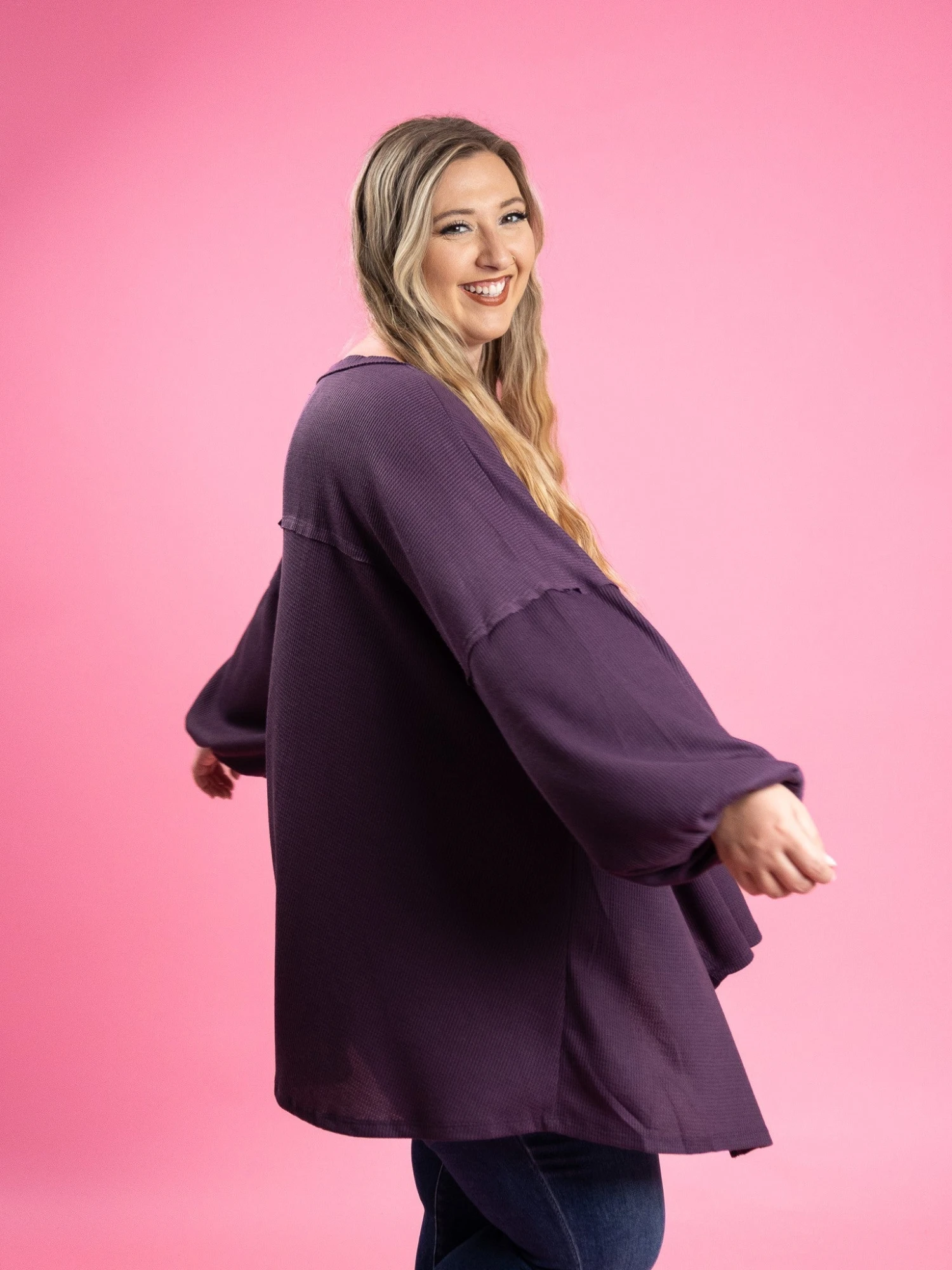 Long Sleeve V Neck Top | S/M- 2X/3X - Image 3