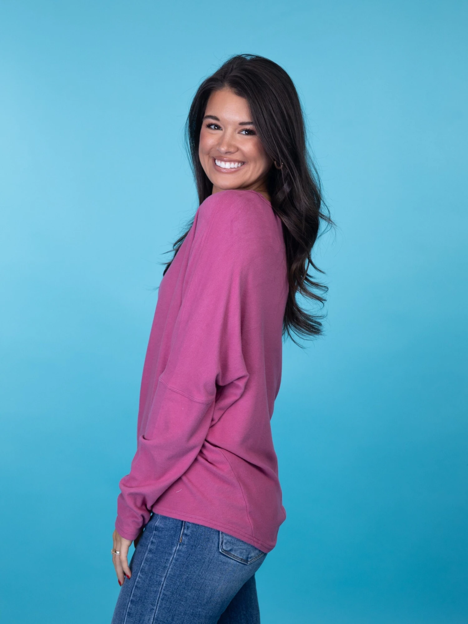 Relaxed Round Neck Long Dolman Sleeve Top | S-L *Final Sale* - Image 3